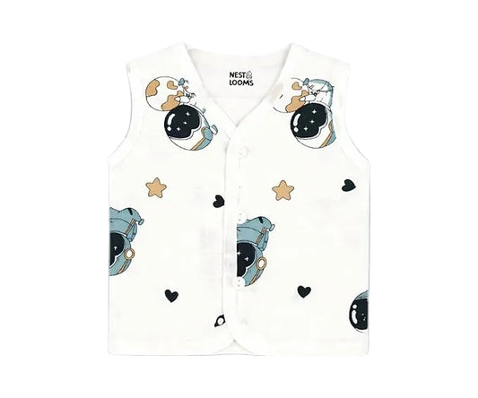 Sleeveless Jhabla With Button - Galaxy Woofs