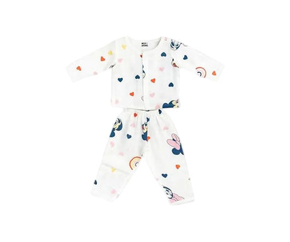 Muslin Full Sleeves Jhabla Set - Organic Cotton Muslin - Mickey Love