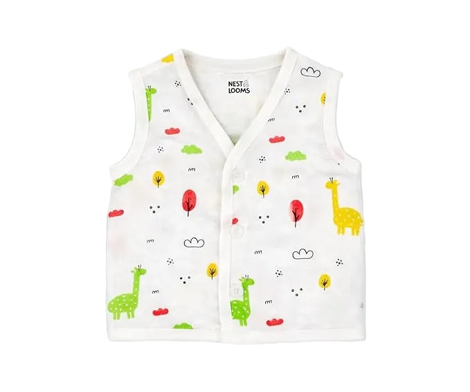 Sleeveless Jhabla With Button - Giraffe Safari