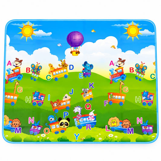 Reversible Baby Play Mat - Train Ride & Ocean Tide