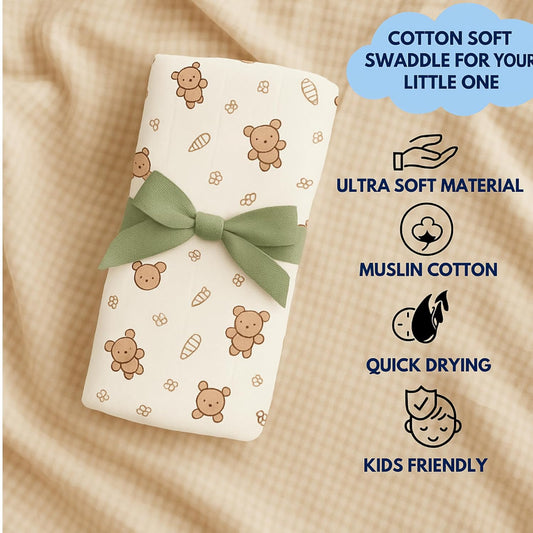 Baby Muslin Swaddle - Bear Snuggle