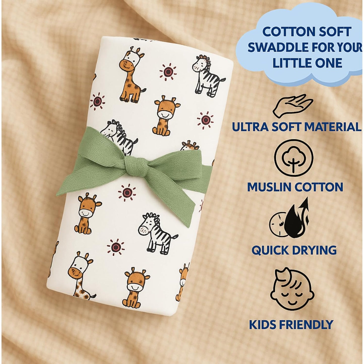 Baby Muslin Swaddle - Jungle Buddies