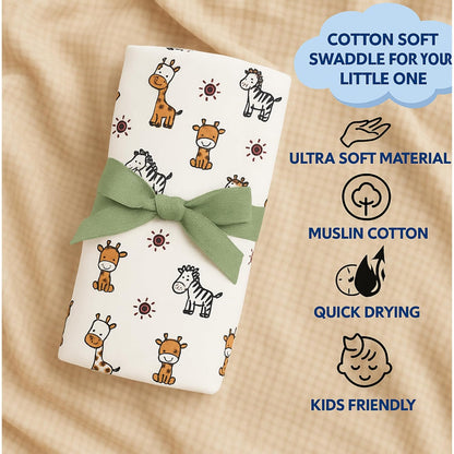 Baby Muslin Swaddle - Jungle Buddies