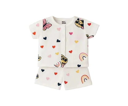 Half Sleeves Jhabla Set - Organic Cotton Muslin - Mickey Love