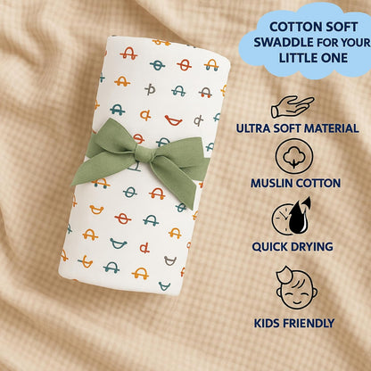 Baby Muslin Swaddle - Tiny Wheels