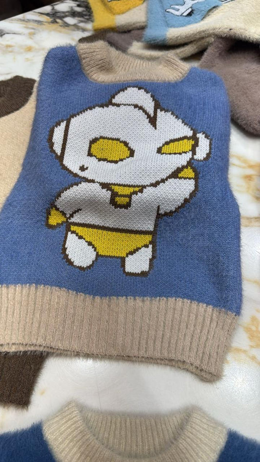 Fluffy Fleece Sweater  - Blue Bolt Hero