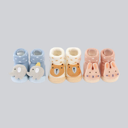 Knitted Winter Booties for Babies with Sound - Set of 3 Mix Print