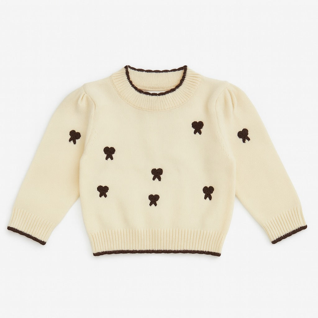 Knitted Top & Pant Co-ord Set - Toffee Mini Bow