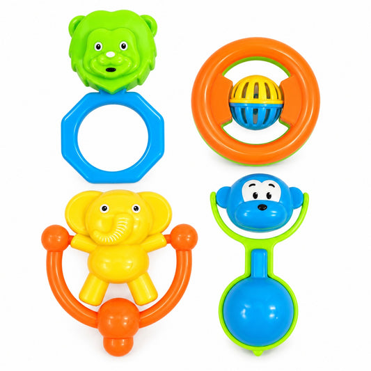 Baby Rattle Toy Set 4pc - Green Lion