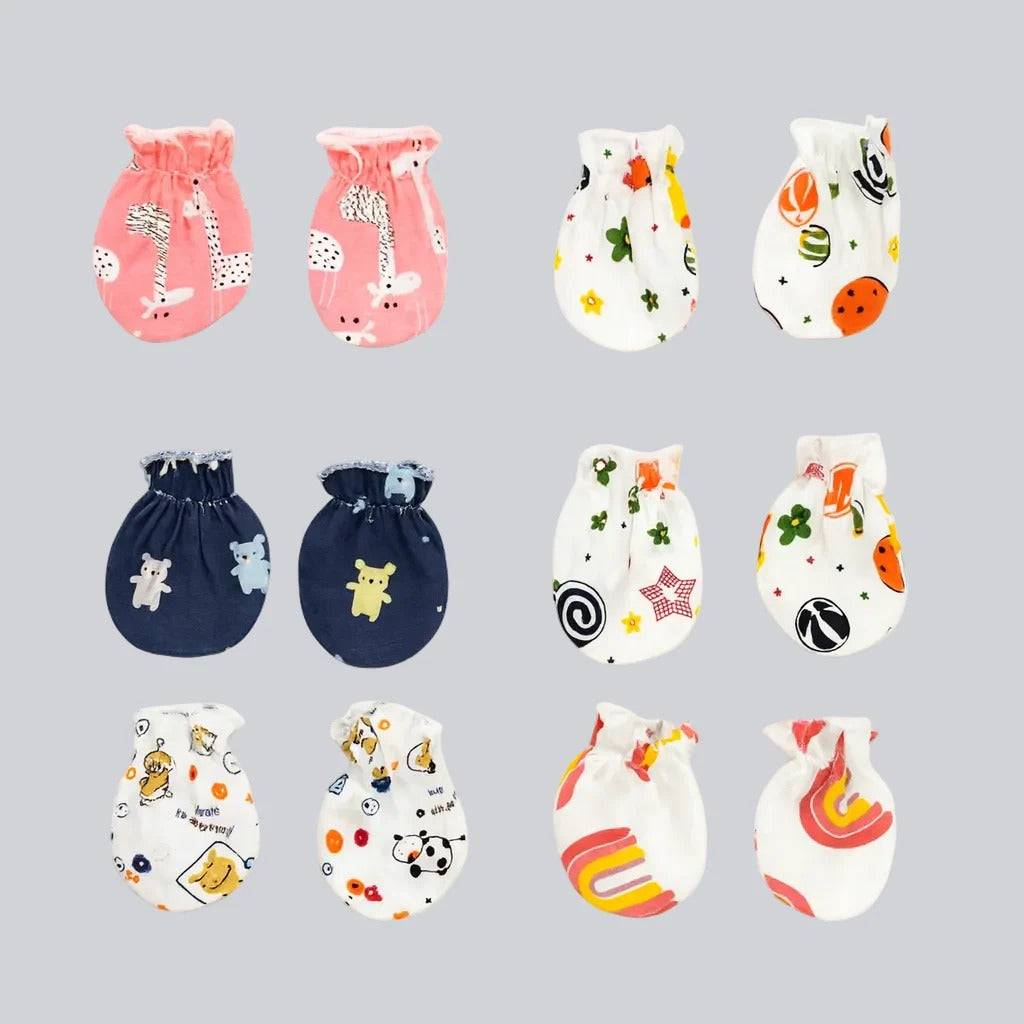Baby Assorted Mittens - Set of 6 Mix Print