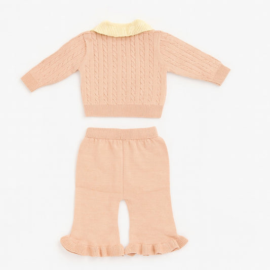 Knitted Top & Pant Co-ord Set - Peachy Cherry