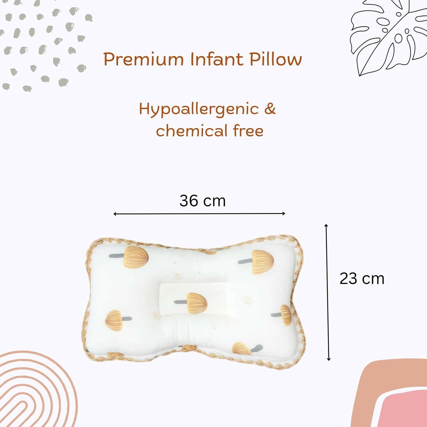 Rectangular Baby Pillow - Mushroom