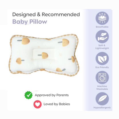 Rectangular Baby Pillow - Mushroom