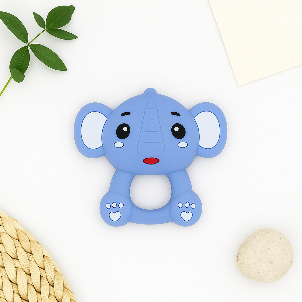 Silicone Cartoon Teether - Elephant  (Blue)