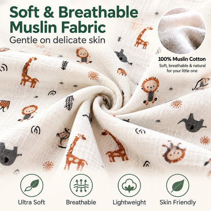Half Sleeves Jhabla Set - Organic Cotton Muslin -  Jolly Animals