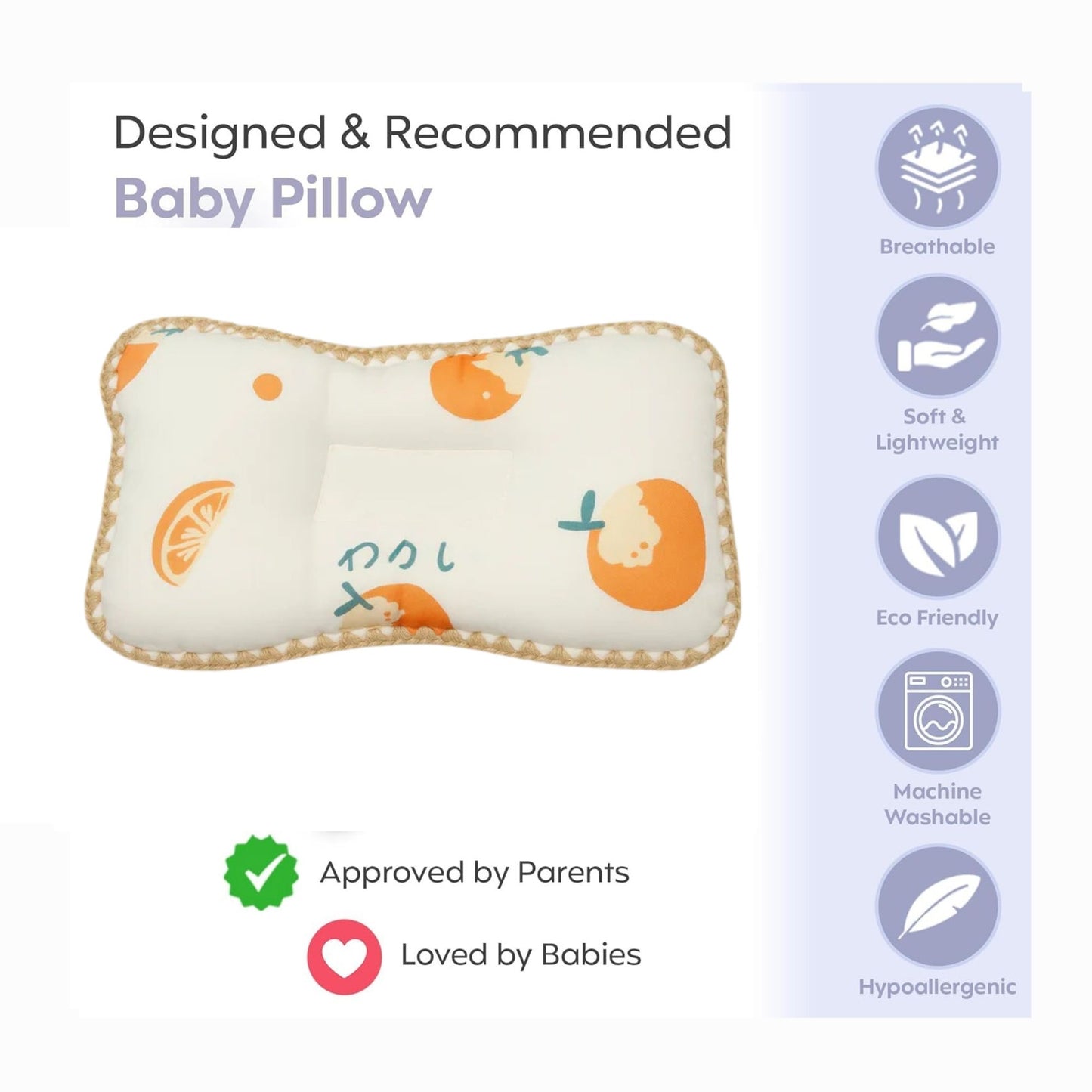 Rectangular Baby Pillow - Orange