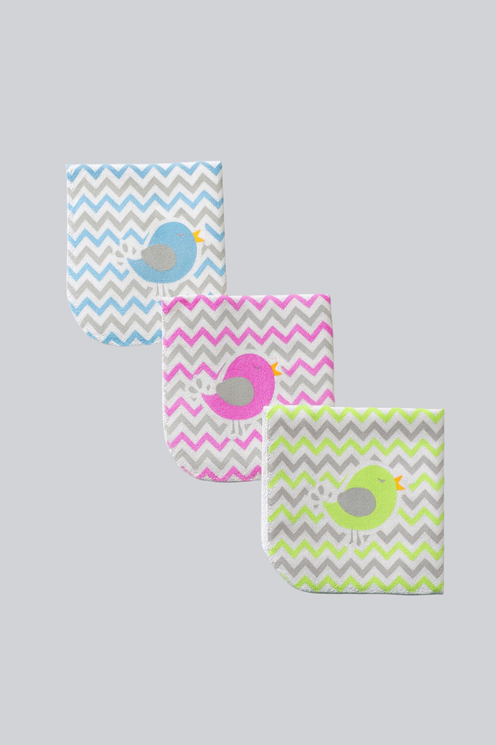 Washcloth For Baby- 3pc set - Big  (Green, Pink, Blue)