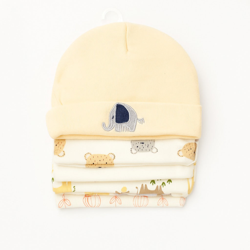Unisex Baby Beanies Set of 5 - Tiny Elephant