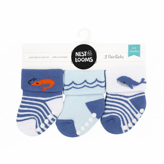Knitted Antiskid Socks 3 pc set - Ocean Sailor