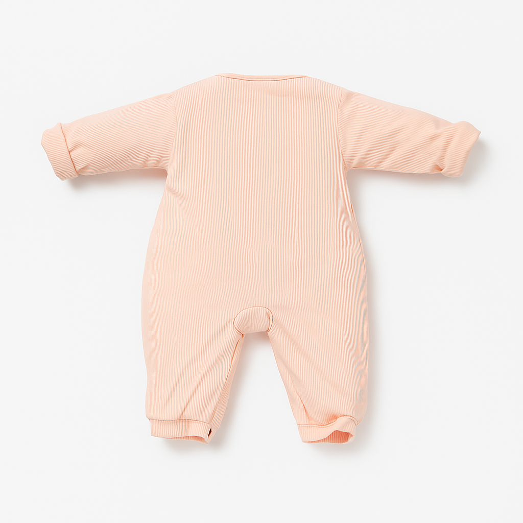 Woolen Romper With Snap Buttons - Pink Giraffe