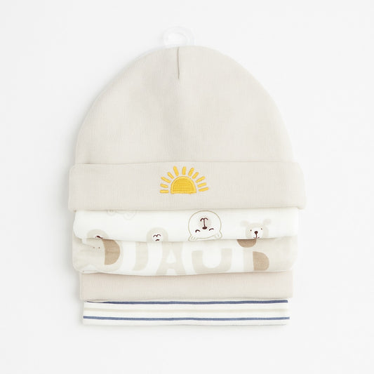 Unisex Baby Beanies Set of 5 - Grey Glow