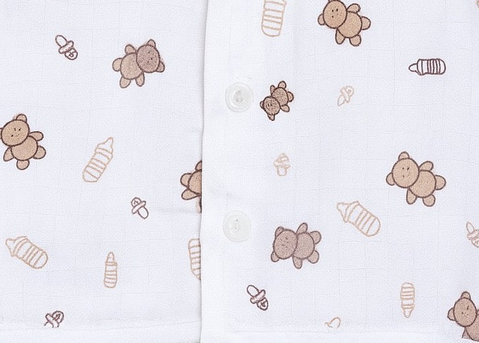 Sleeveless Jhabla With Button- Muslin - Bear Snuggle