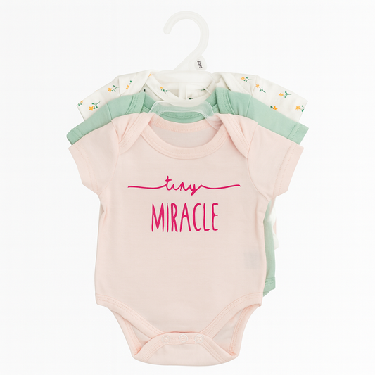 Cotton Baby Onesie - Tiny miracle (pink)