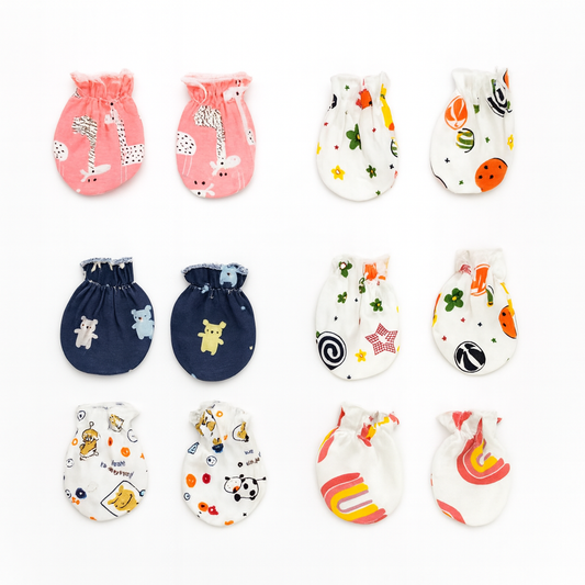 Baby Assorted Mittens - Set of 6 Mix Print