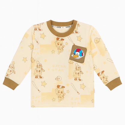 Full Sleeves Tshirt & Jogger Co-ord Set - Beige Sporty Bot