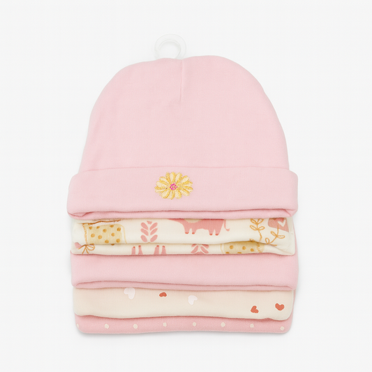 Unisex Baby Beanies Set of 5 - Rosy Bloom