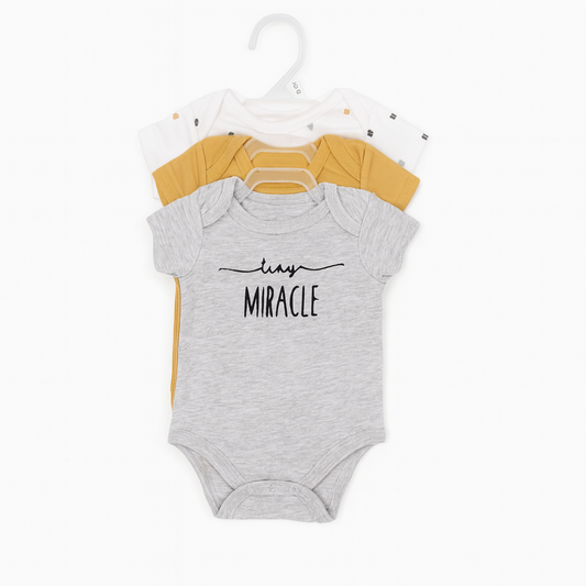 Cotton Baby Onesie - Tiny miracle (grey)