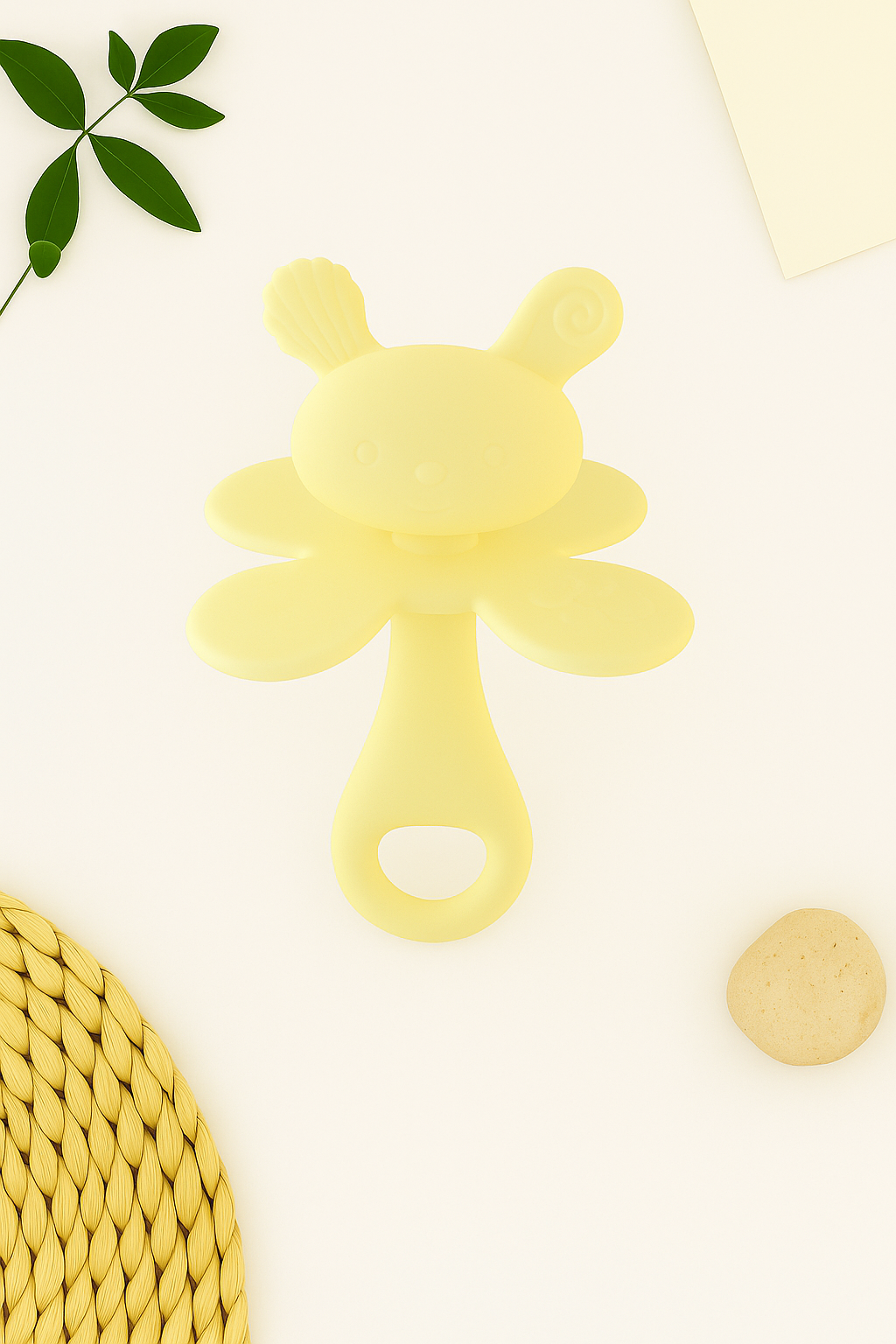 Premium Bunny Silicone Teether (Light Yellow)