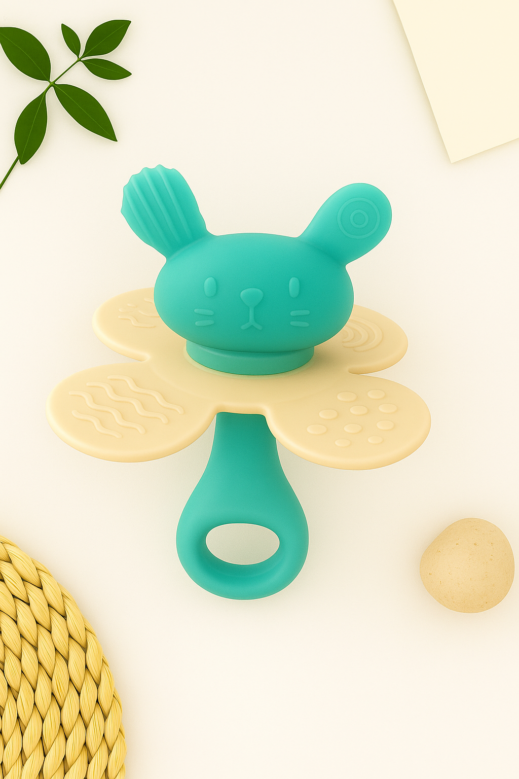Premium Bunny Silicone Teether (Green)