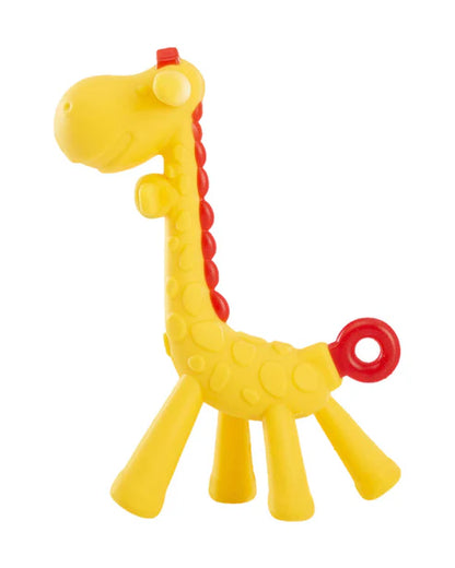 Silicone Giraffe Teether - (Yellow) with red handle