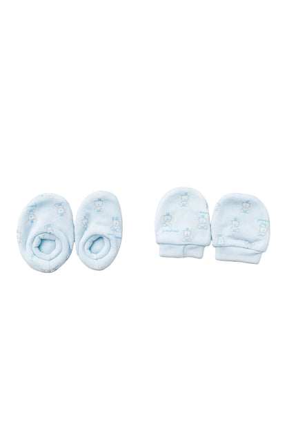 Baby Mittens & Booties- Sky Blue Teddy