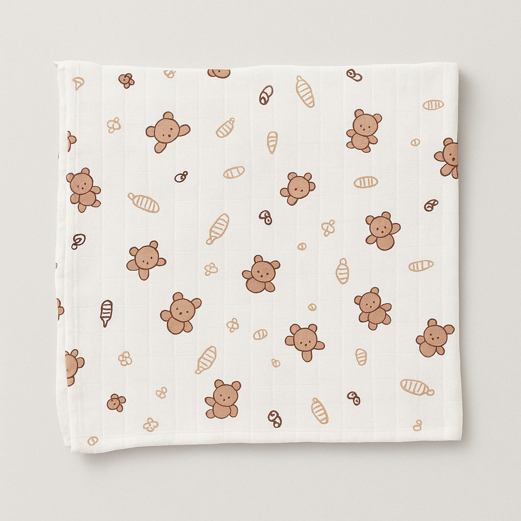 Baby Muslin Swaddle - Bear Snuggle