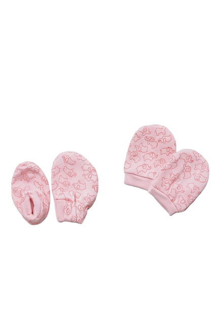 Baby Mittens & Booties- Pink Animal
