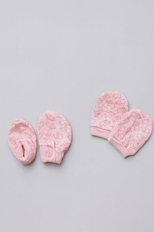 Baby Mittens & Booties- Pink Animal