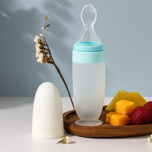 Feeding Bottle With Spoon - blue