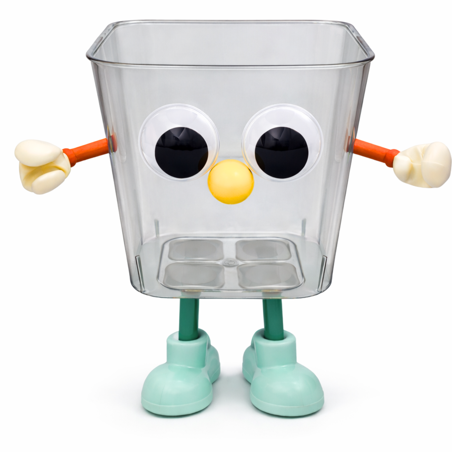 Multipurpose DIY Robot Trash Can - Orange Green