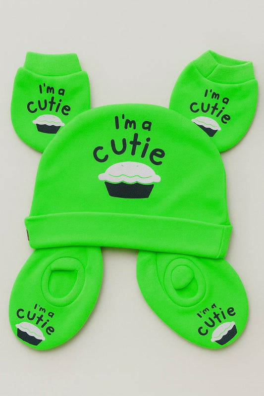 3 Pc Set - Mitten, Booties, Beanie 2