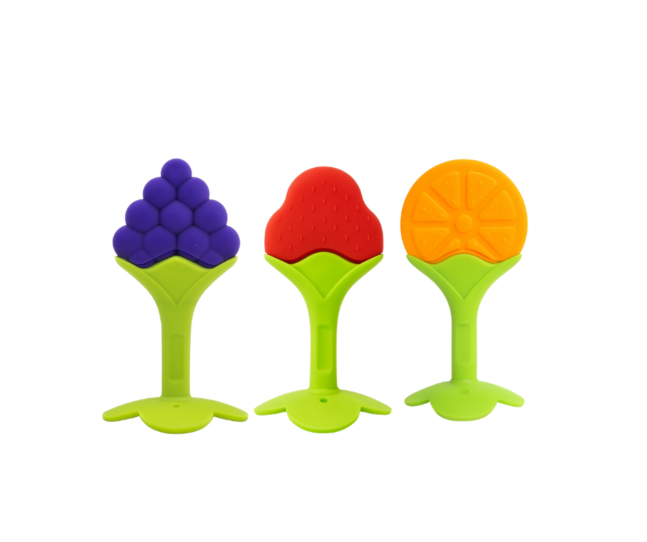 Silicone Fruit Shape Teether - Combo Of 3