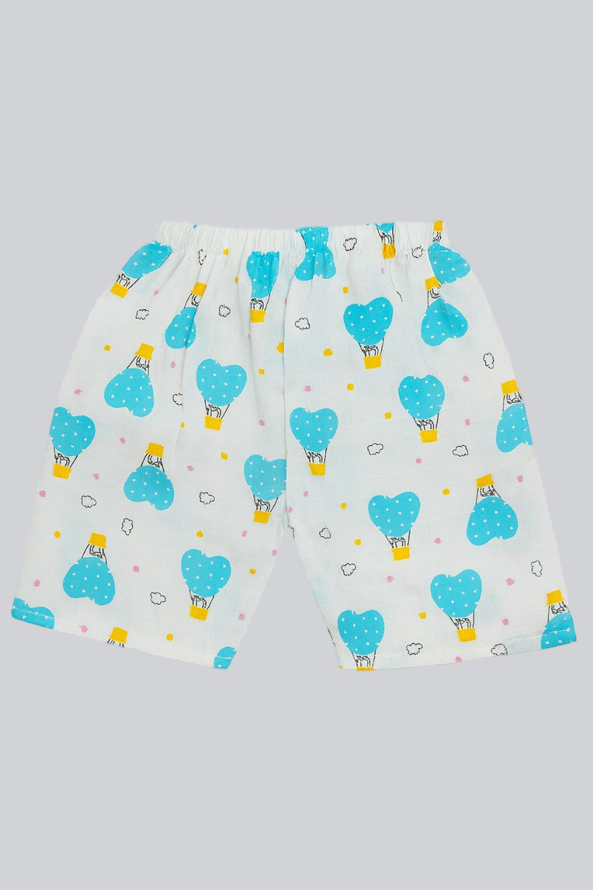 Half Sleeves Jhabla Set - Organic Cotton Muslin -  Cloud Ride