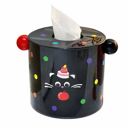 Decorative DIY Baby Wipes & Tissue Storage Box - Polka Kitty Black
