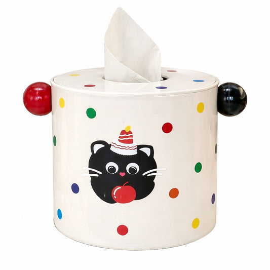 Decorative DIY Baby Wipes & Tissue Storage Box - Polka Kitty White