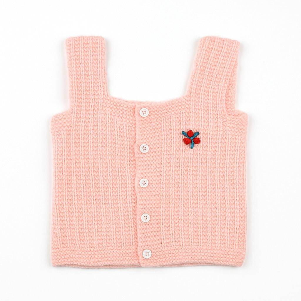 Woolen Vest Square Neck - Cotton Candy