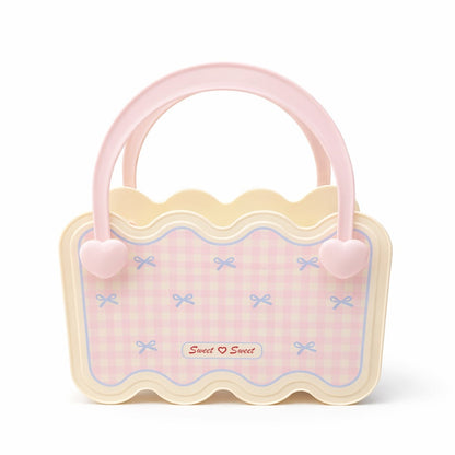 Multi-Purpose Bathroom & Vanity Storage Basket with Portable Handle - Pink Checks