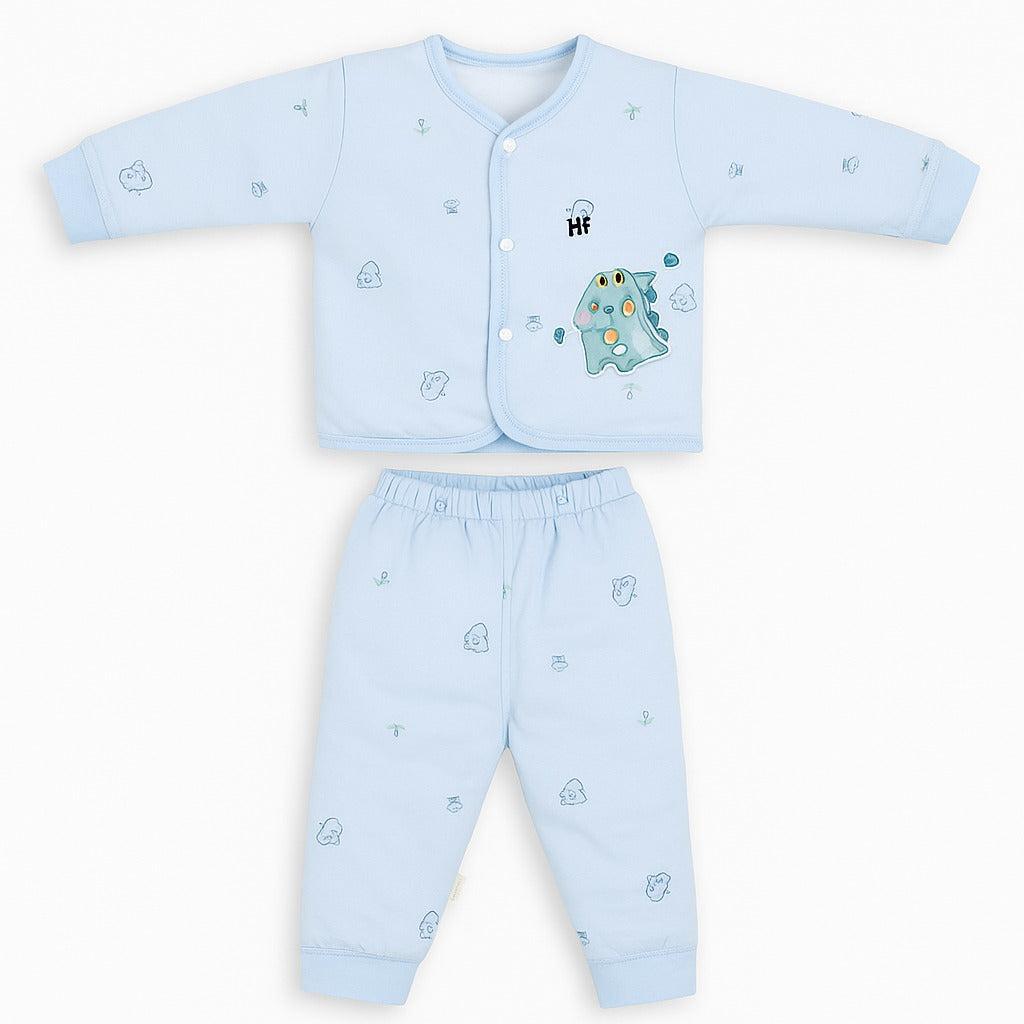 Full Sleeves Baby Top & Pajama Set - Blue Dino