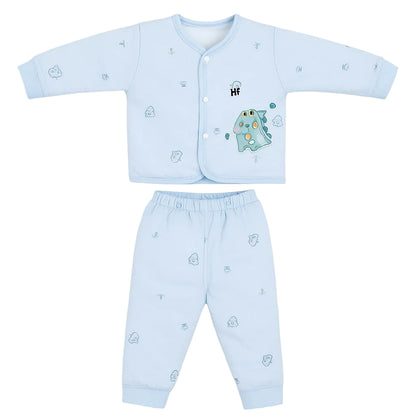 Full Sleeves Baby Top & Pajama Set - Blue Dino