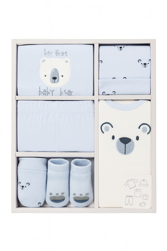 6 pcs Baby Clothing Gift Set - Blue Tiny Bear